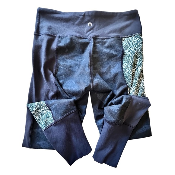 LULULEMON WUNDER UNDER Sashiko Inkwell Blue camouflage leggings 6 artsy indie - Picture 4 of 11